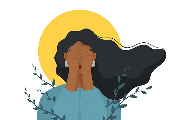 Illustration of a woman with her hands over her eyes