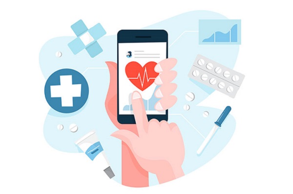 Illustration of a mobile phone with a heart on it